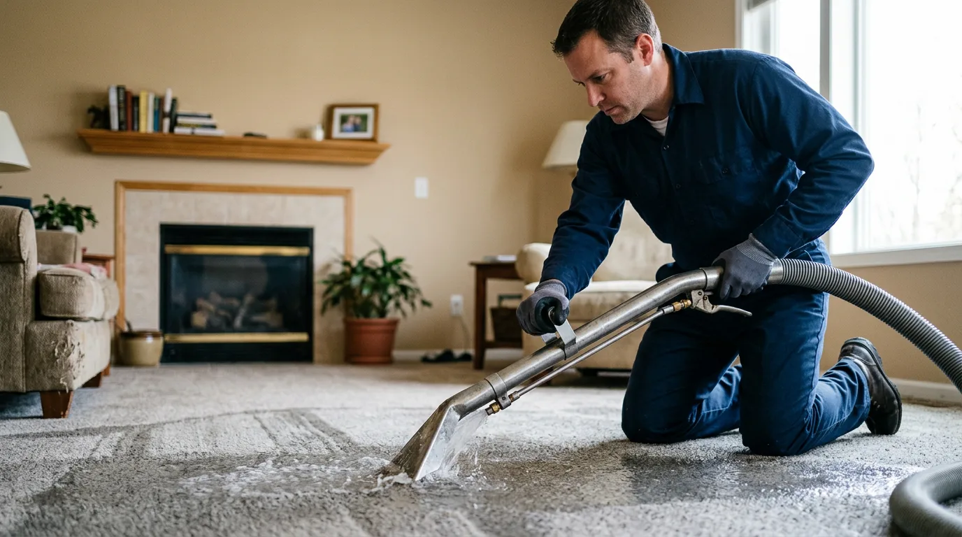 Water damage restoration technician working near Linden, TN